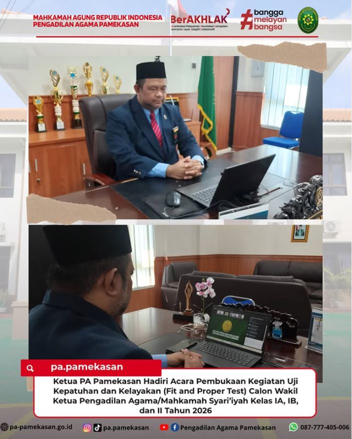 Ketua Pengadilan Agama Pamekasan Mengikuti Sosialisasi dan Simulasi Fit and Proper Test Calon Pimpinan